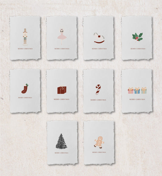 Cartes de Noël papier fait main - Merry Christmas