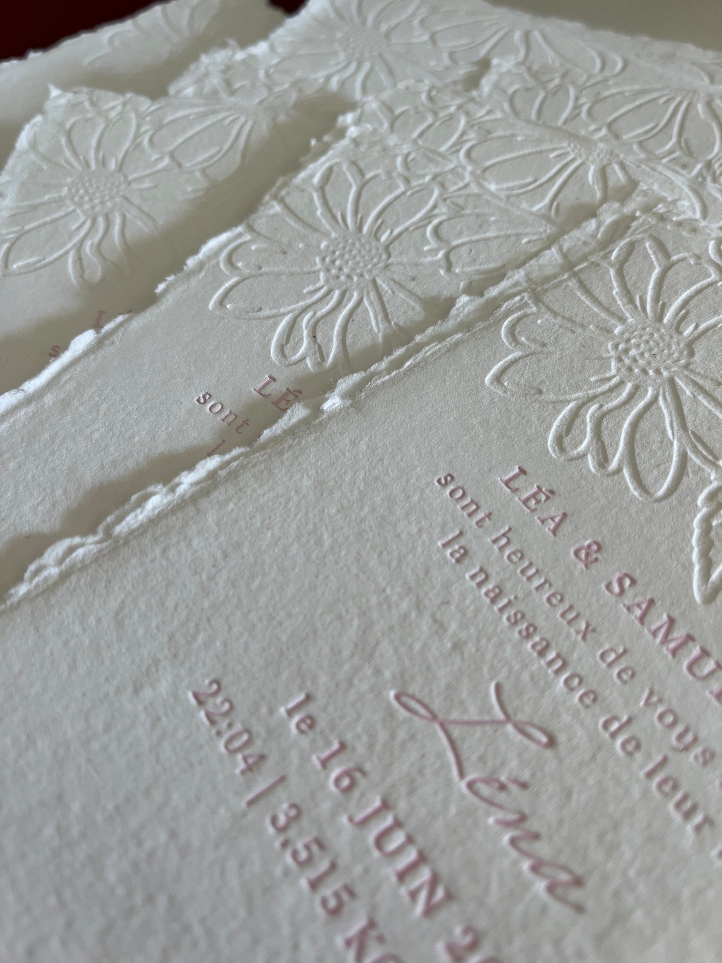 faire-part de naissance letterpress modèle Léna