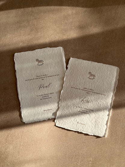 Faire-part naissance papier artisanal