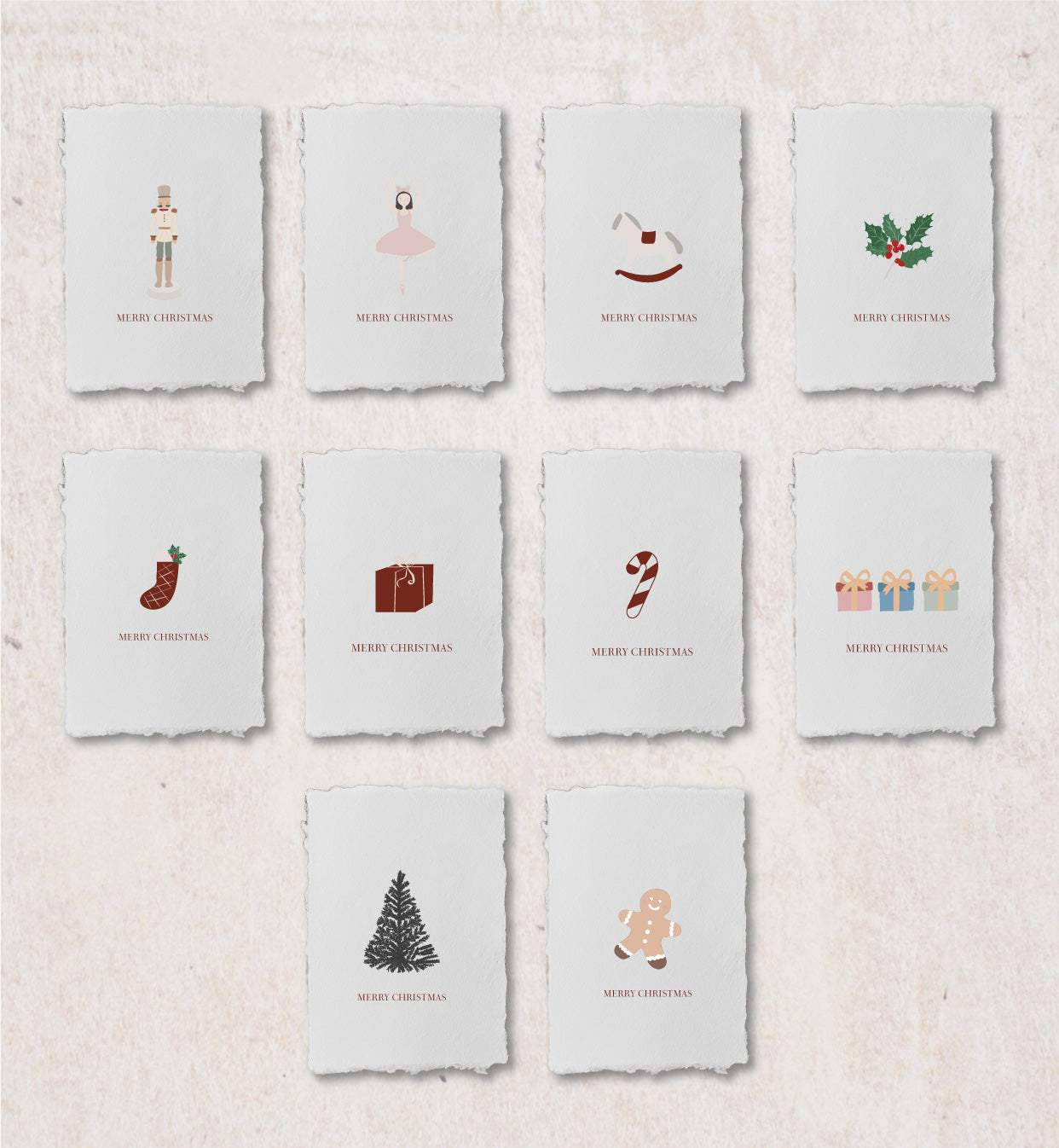 Cartes de Noël papier fait main - Merry Christmas