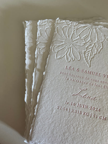 faire-part de naissance letterpress modèle Léna