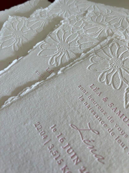 faire-part de naissance letterpress modèle Léna