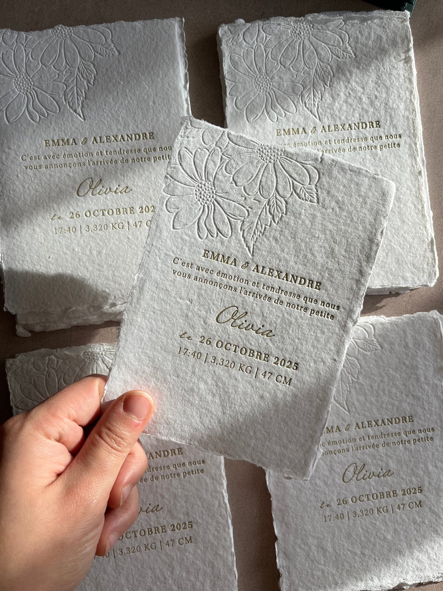 faire-part de naissance papier fait main