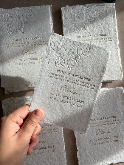faire-part de naissance papier fait main