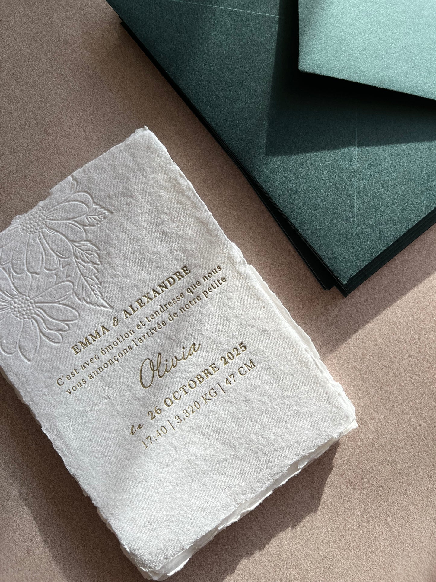 faire-part de naissance personnalisable letterpress