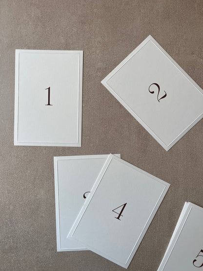 numéros de table mariage élégants minimalistes